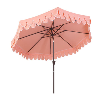 Tracy 9 ft. Classic MidCentury Scalloped Fringe Market Patio Umbrella